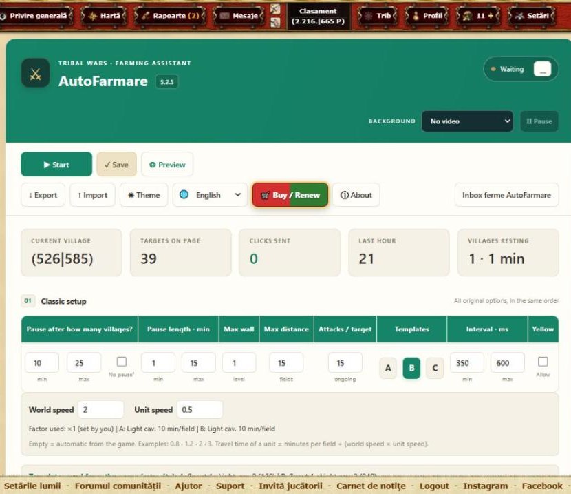 The AutoFarmare panel in the farm assistant