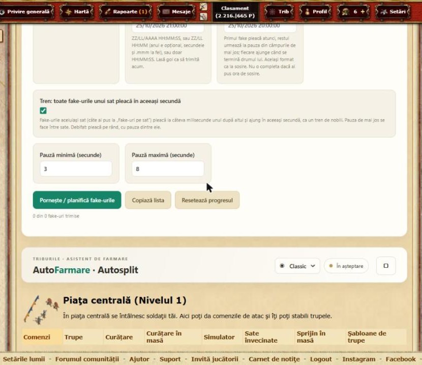 Bifa „Tren” și butoanele de planificare ale fake-urilor